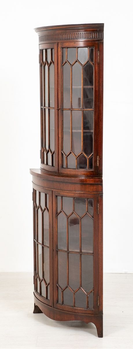 Bow Fronted Double Mahogany Corner Cabinet
