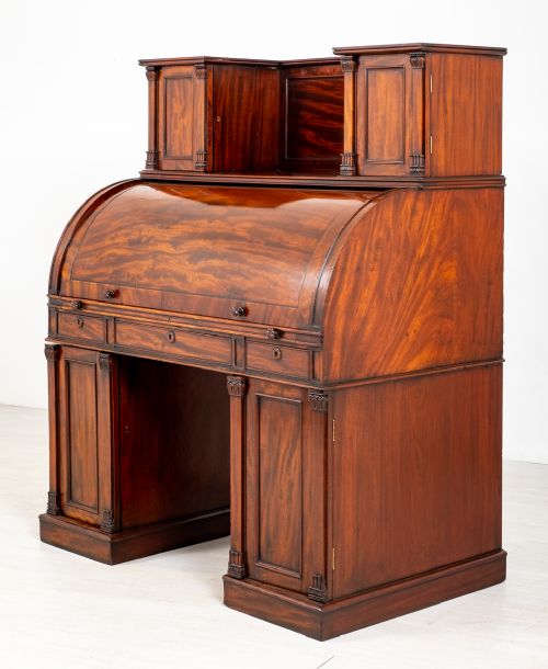 High Quality William IV Mahogany Cylinder Desk