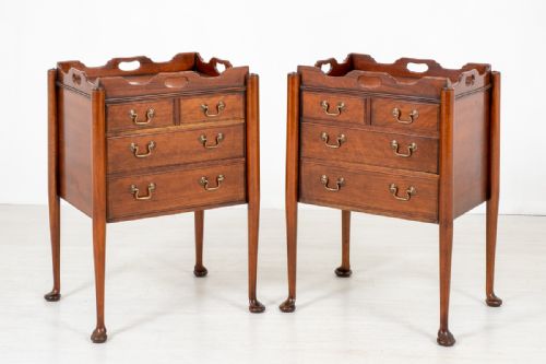 Pair of  Mahogany Queen Anne Style Bedside Cabinets