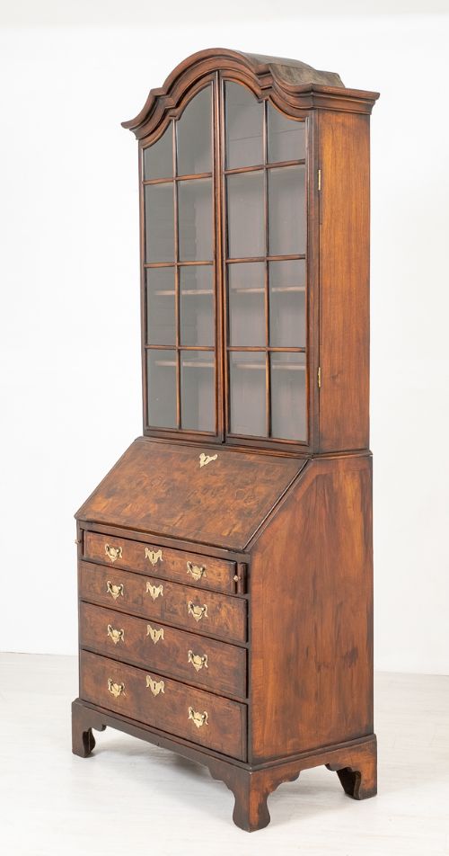 Queen Anne Style Walnut Bureau Bookcase