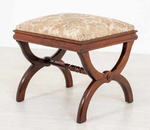 Mahogany "X" Frame Stool