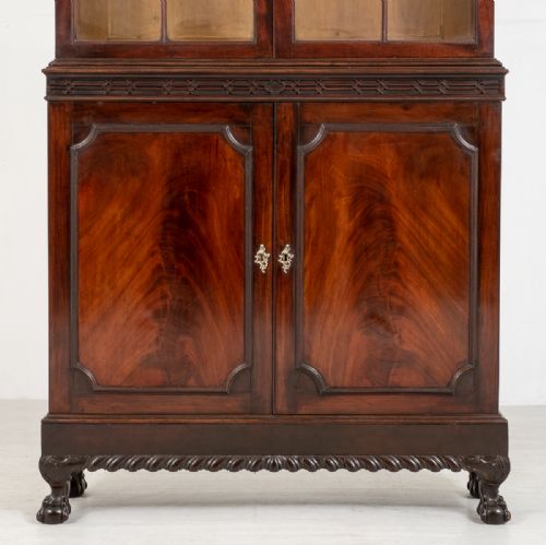 fig 1. Mahogany Chippendale Style 2 Door Bookcase.