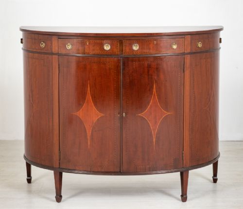 Mahogany Sheraton Revival Demi Lune Cabinet