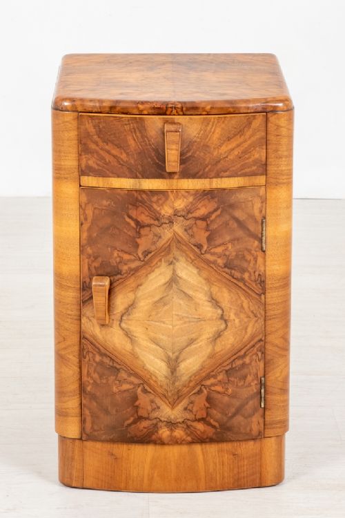 Art Deco Figured Walnut Bedside Cabinet