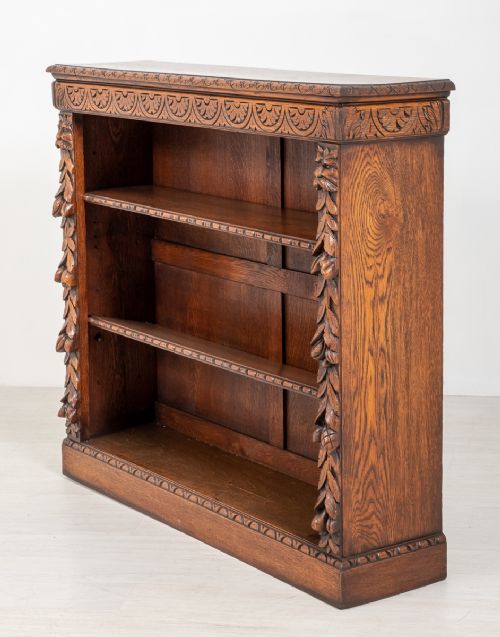 Victorian Carved Oak Bookcase.