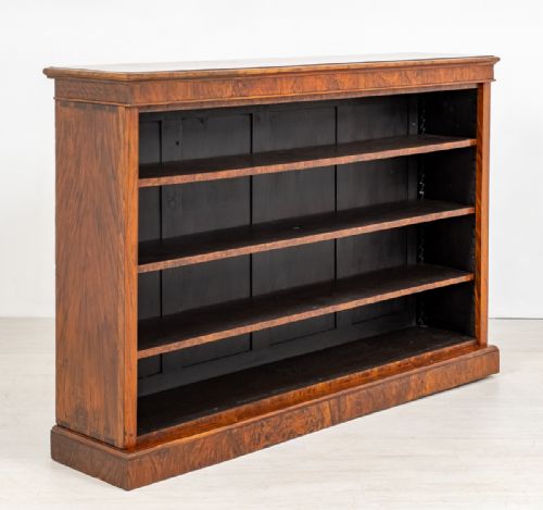 Large Victorian Walnut Open Bookcase