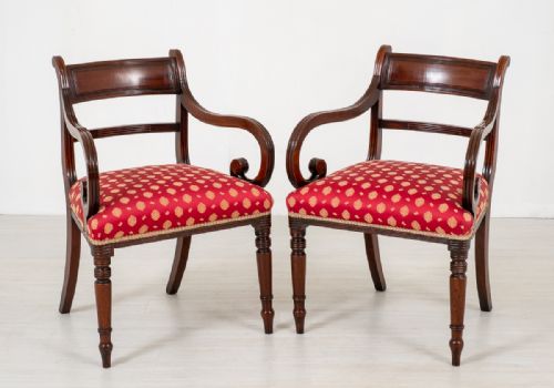 Pair of Regency Mahogany Open Arm Chairs