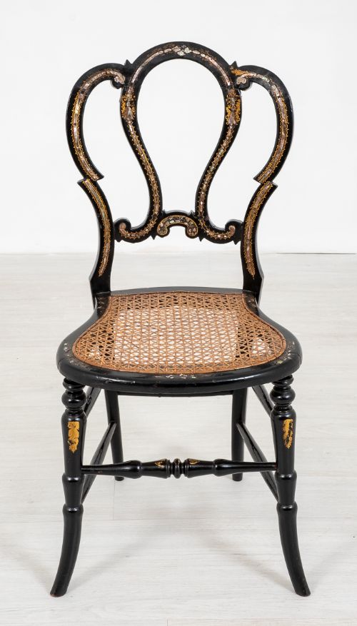 Pretty Ebonised Victorian Bedroom Chair