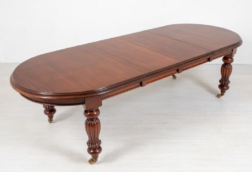 Victorian Style Mahogany Bow End Extending Dining Table