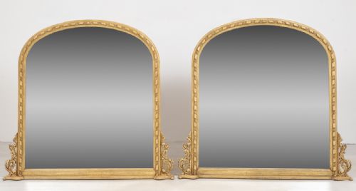 Pair of Victorian Carved Over Mantle Mirrors