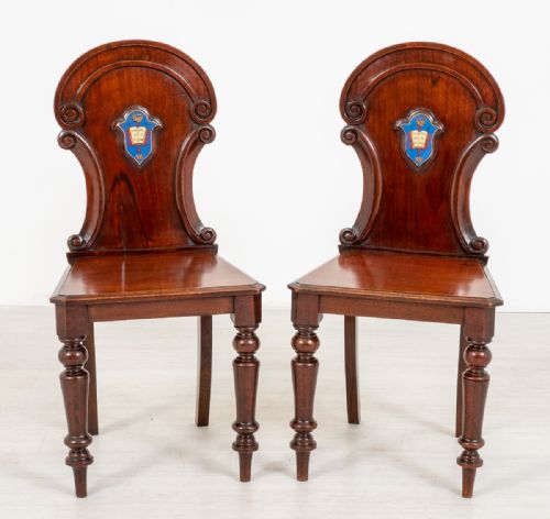 Pair of Victorian Mahogany Hall Chairs