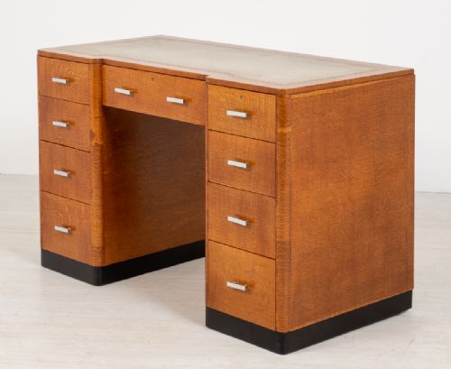 Stylish Blonde Oak Art Deco Desk
