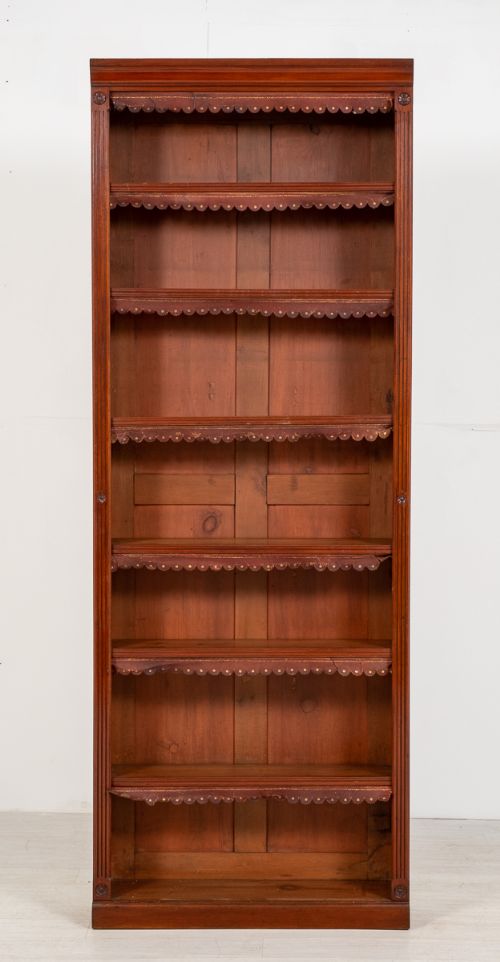 Tall Victorian Mahogany Open Bookcase
