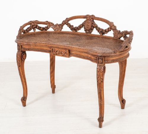 Pretty Pine Carved French Stool