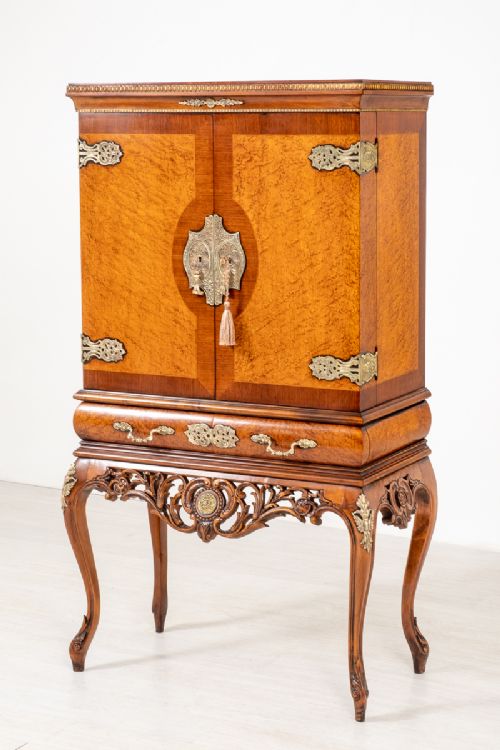 Stunning Birds Eye Maple and Walnut Cocktail Cabinet