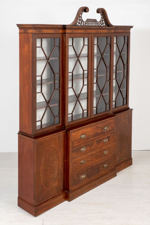 Georgian Style Mahogany Breakfront Bookcase