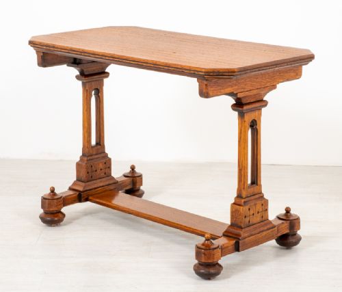 Victorian Oak Arts and Crafts Stretcher Table