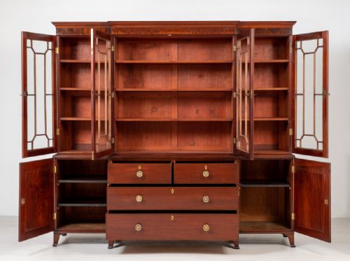 fig 1. Regency Mahogany Break Front Bookcase