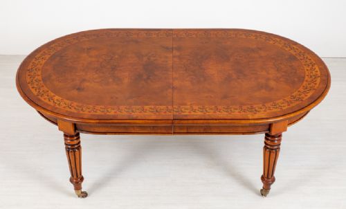 fig 1. Stunning Walnut and Marquetry Extending Dining Table