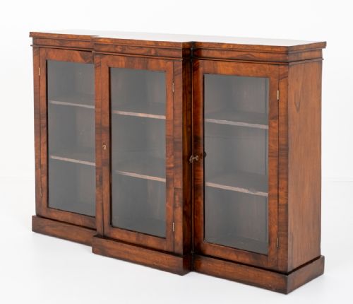 Walnut Breakfront Bookcase