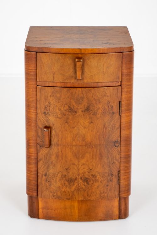 Art Deco Figured Walnut Bedside Cabinet