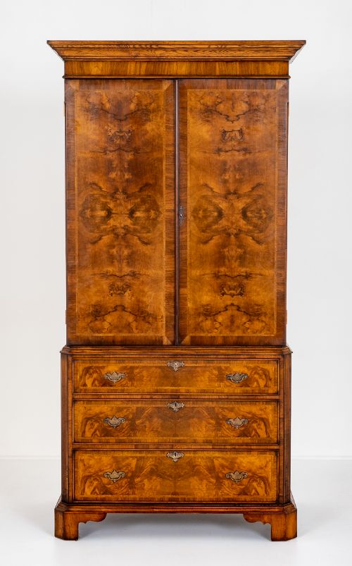 fig 1. Georgian Style Figured Walnut Linen Press
