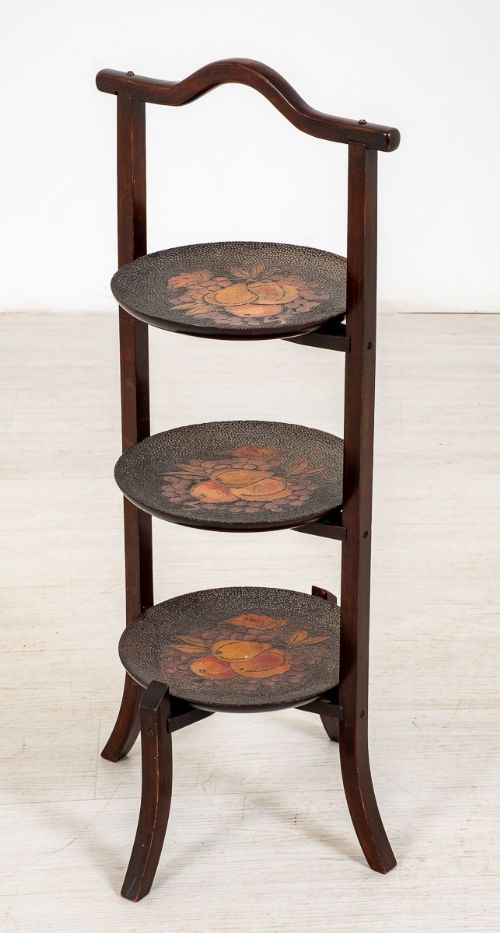 Pretty Folding Mahogany Cake Stand