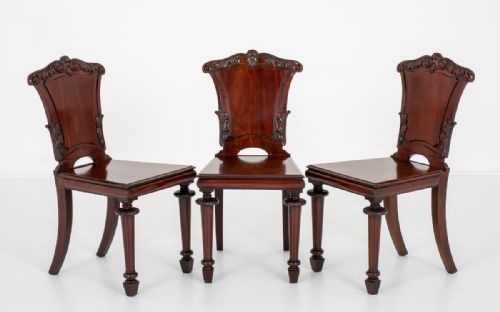 Set of 3 William IV Mahogany Hall Chairs