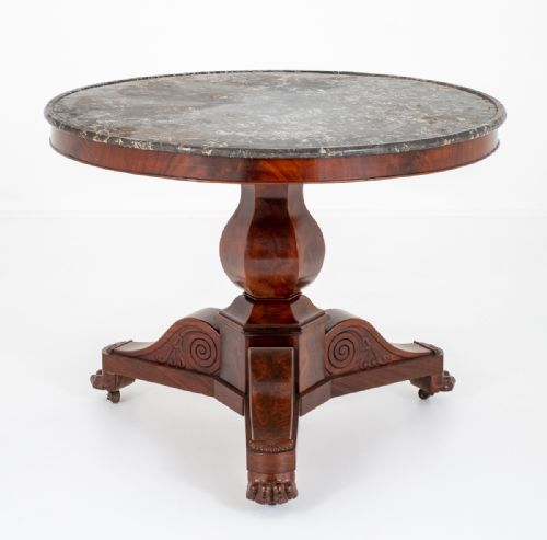 Mahogany and Marble Gueridon Circular Centre Table
