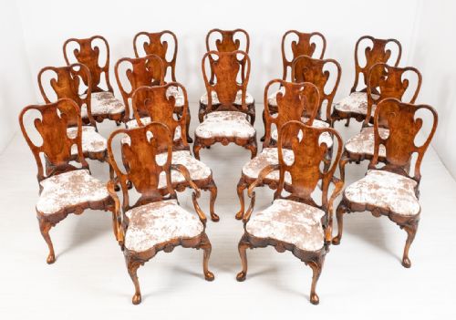Set of 16 Queen Anne Style Dining Chairs