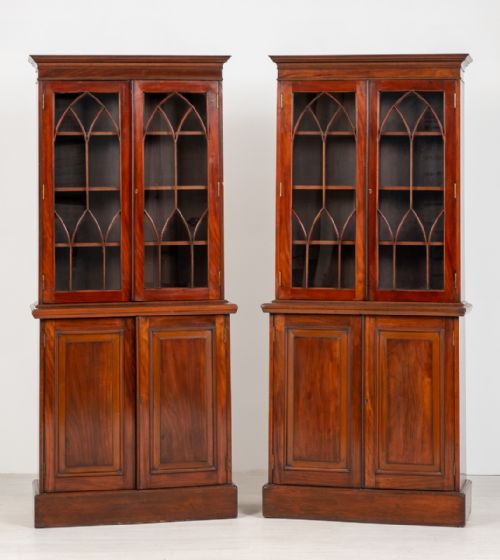 Matched Pair of Victorian Mahogany Glazed Bookcase
