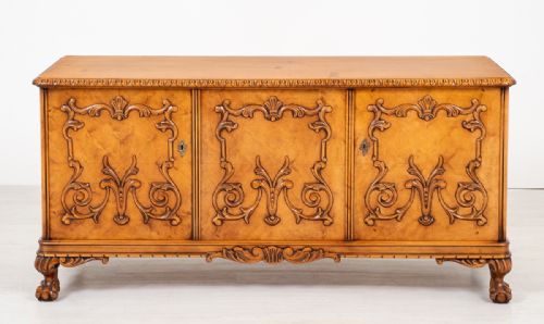 Unusual Birds Eye Maple 3 Door Cabinet.