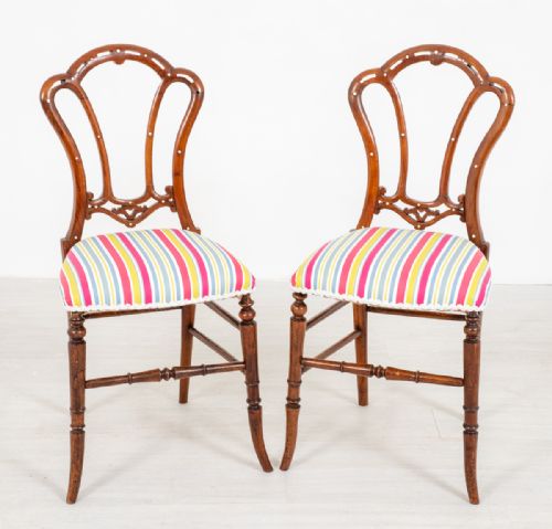 Pretty Pair of Victorian Walnut Side Chairs