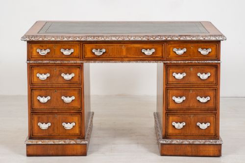 fig 1. Superb Victorian Walnut 2 Pedestal Desk