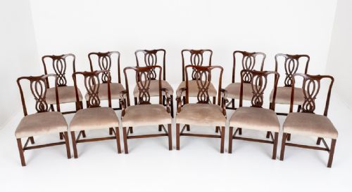 Good Set of 12 Mahogany Georgian Style Dining Chairs
