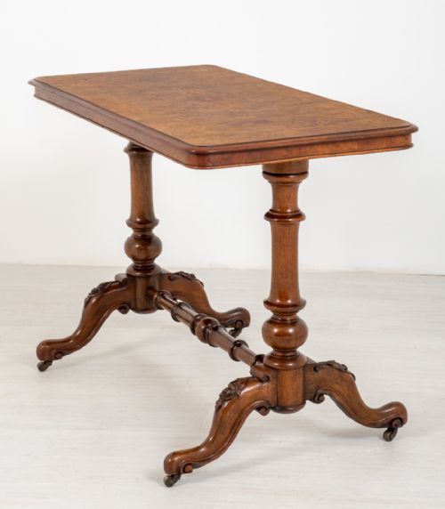 VICTORIAN BURR WALNUT STRETCHER TABLE - ADDITIONAL PHOTO 4
