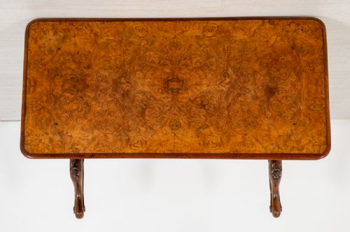 VICTORIAN BURR WALNUT STRETCHER TABLE - ADDITIONAL PHOTO 5