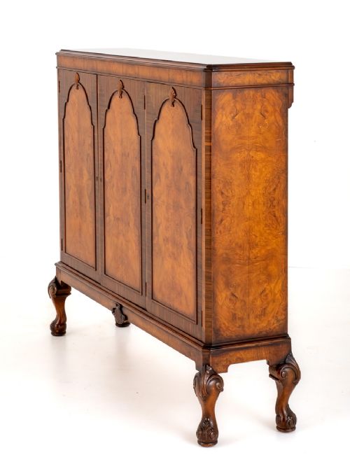 Walnut Queen Anne Style 3 Door Cabinet