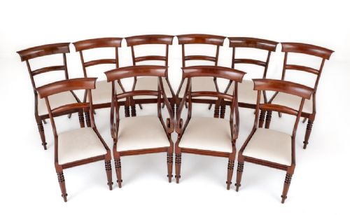 Set of 10 (8 + 2) Mahogany Regency Bar Back Dining Chairs