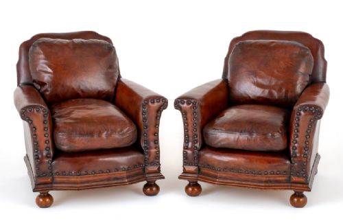 An Impressive Pair of Leather Club Chairs