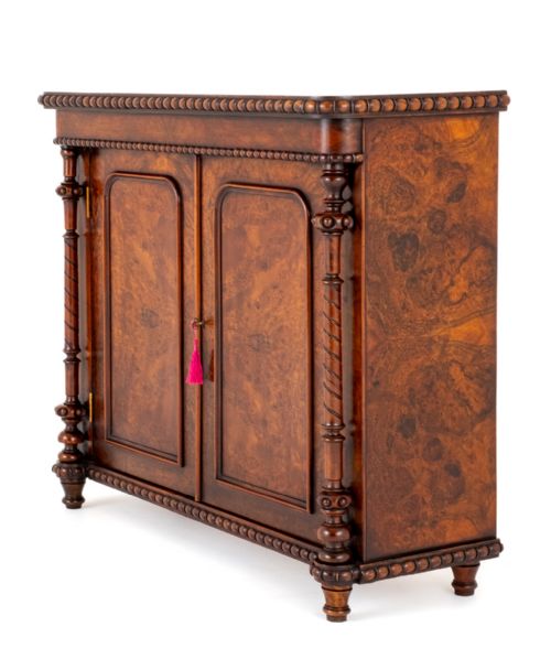 Good Victorian Burr Walnut Side Cabinet