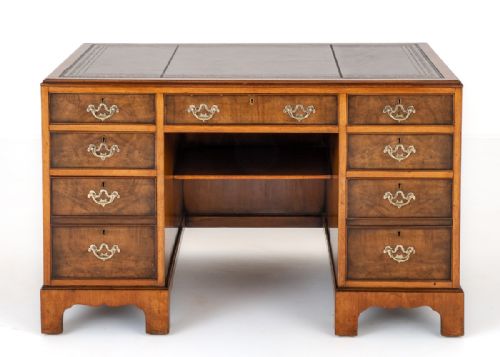 Georgian Style Walnut Pedestal Desk
