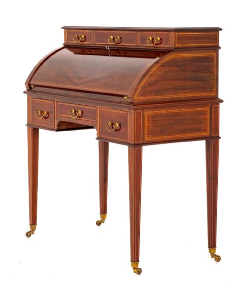 Mahogany Sheraton Revival Cylinder Desk