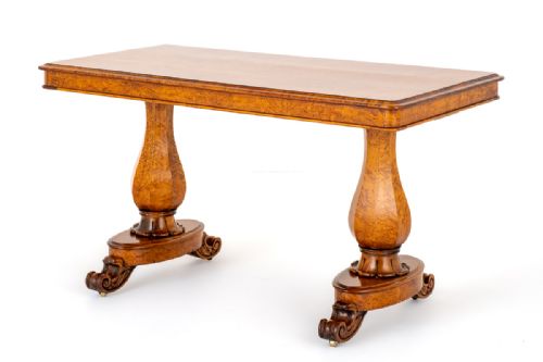 William IV Birds Eye Maple Library Table