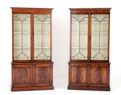 Pair of Mahogany Georgian Revival Library Bookcases