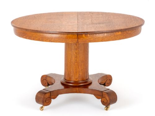 Victorian Blonde Oak Circular Extending Dining Table
