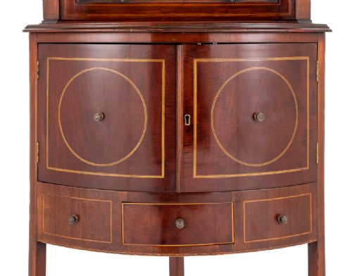 fig 1. Mahogany Sheraton Revival Bow Corner Cabinet
