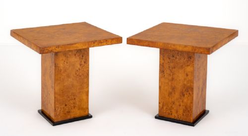 Pair of Art Deco Figured Birch End Tables