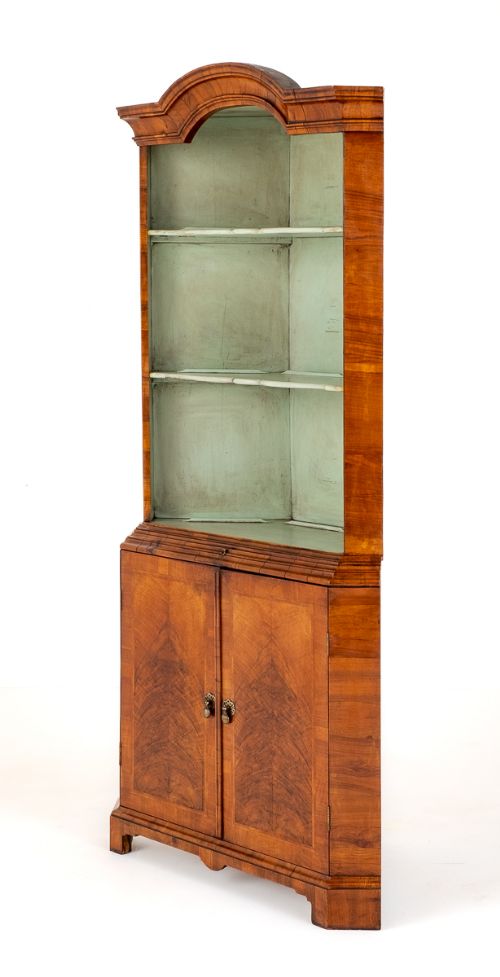 Queen Anne Revival Walnut Corner Cabinet