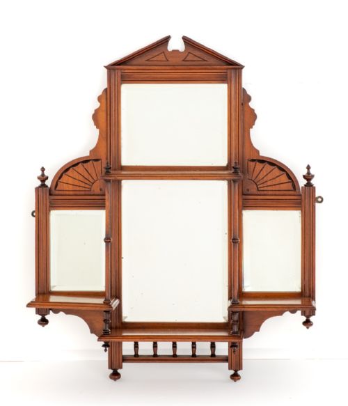 Late Victorian Walnut Over Mantle Mirror
